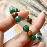 7.4mm A-Grade Natural Tri-Colour Jadeite Beaded Bracelet No.190348