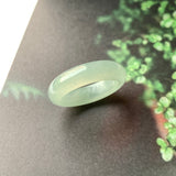 SOLD OUT - 17.1mm A-Grade Natural Light Green Jadeite Abacus Ring Band No.220591