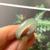 SOLD OUT - 17.1mm A-Grade Natural Light Green Jadeite Abacus Ring Band No.220591