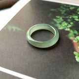 16.1mm A-Grade Natural Light Green Jadeite Abacus Ring Band No.220592