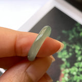 16.1mm A-Grade Natural Light Green Jadeite Abacus Ring Band No.220592