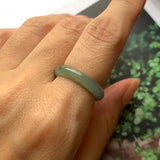 16.1mm A-Grade Natural Light Green Jadeite Abacus Ring Band No.220592