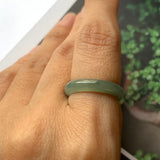 16.1mm A-Grade Natural Light Green Jadeite Abacus Ring Band No.220592