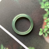 16.1mm A-Grade Natural Light Green Jadeite Abacus Ring Band No.220592