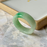 17.1mm A-Grade Natural Moss On Snow Jadeite Ring Band No.162121