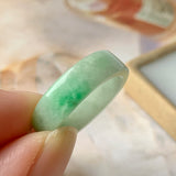 17.1mm A-Grade Natural Moss On Snow Jadeite Ring Band No.162121