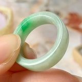 17.1mm A-Grade Natural Moss On Snow Jadeite Ring Band No.162121