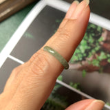 SOLD OUT - 15mm A-Grade Natural Light Green Jadeite Abacus Ring Band No.220593