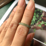 SOLD OUT - 15mm A-Grade Natural Light Green Jadeite Abacus Ring Band No.220593