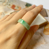 17.1mm A-Grade Natural Moss On Snow Jadeite Ring Band No.162121