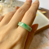 17.1mm A-Grade Natural Moss On Snow Jadeite Ring Band No.162121