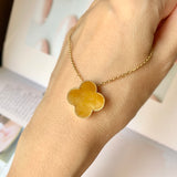 A-Grade Natural Yellow Jadeite Bespoke Clover Pendant No. 171916