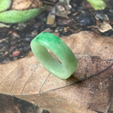 17mm A-Grade Natural Moss On Snow Jadeite Ring Band No.162120