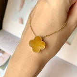 A-Grade Natural Yellow Jadeite Bespoke Clover Pendant No. 171916
