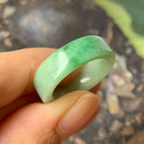 SOLD OUT: 17mm A-Grade Natural Moss On Snow Jadeite Ring Band No.162120