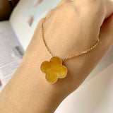 A-Grade Natural Yellow Jadeite Bespoke Clover Pendant No. 171916