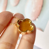 A-Grade Natural Yellow Jadeite Bespoke Clover Pendant No. 171916