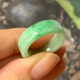 SOLD OUT: 17mm A-Grade Natural Moss On Snow Jadeite Ring Band No.162120