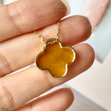 A-Grade Natural Yellow Jadeite Bespoke Clover Pendant No. 171916