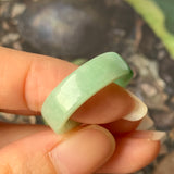17mm A-Grade Natural Moss On Snow Jadeite Ring Band No.162120