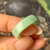 SOLD OUT: 17mm A-Grade Natural Moss On Snow Jadeite Ring Band No.162120