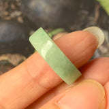 SOLD OUT: 17mm A-Grade Natural Moss On Snow Jadeite Ring Band No.162120