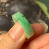 SOLD OUT: 17mm A-Grade Natural Moss On Snow Jadeite Ring Band No.162120