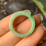 SOLD OUT: 17mm A-Grade Natural Moss On Snow Jadeite Ring Band No.162120