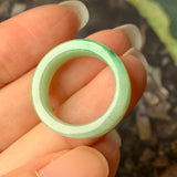 SOLD OUT: 17mm A-Grade Natural Moss On Snow Jadeite Ring Band No.162120