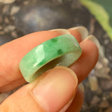 17mm A-Grade Natural Moss On Snow Jadeite Ring Band No.162120