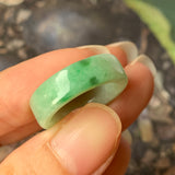 SOLD OUT: 17mm A-Grade Natural Moss On Snow Jadeite Ring Band No.162120