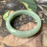 52.8mm A-Grade Natural Bluish Green Jadeite Modern Round Bangle No.330074