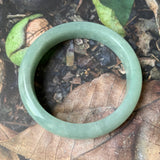 52.8mm A-Grade Natural Bluish Green Jadeite Modern Round Bangle No.330074