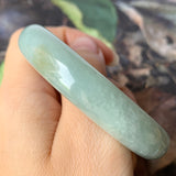 52.8mm A-Grade Natural Bluish Green Jadeite Modern Round Bangle No.330074