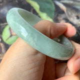 52.8mm A-Grade Natural Bluish Green Jadeite Modern Round Bangle No.330074