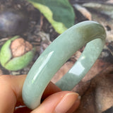 52.8mm A-Grade Natural Bluish Green Jadeite Modern Round Bangle No.330074