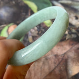 52.8mm A-Grade Natural Bluish Green Jadeite Modern Round Bangle No.330074