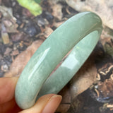 52.8mm A-Grade Natural Bluish Green Jadeite Modern Round Bangle No.330074