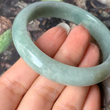 52.8mm A-Grade Natural Bluish Green Jadeite Modern Round Bangle No.330074