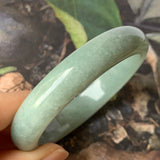 52.8mm A-Grade Natural Bluish Green Jadeite Modern Round Bangle No.330074