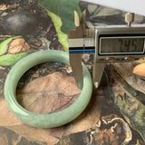 52.8mm A-Grade Natural Bluish Green Jadeite Modern Round Bangle No.330074