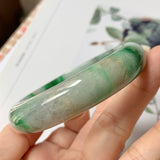 55.4mm A-Grade Natural Floral Imperial Green Jadeite Modern Round Bangle No.151594