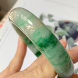 55.4mm A-Grade Natural Floral Imperial Green Jadeite Modern Round Bangle No.151594