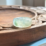 15mm Icy A-Grade Natural Jadeite Joseon Ring Band With Sakura Flowers Carving No.161963