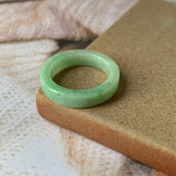 17mm A-Grade Natural Moss On Snow Jadeite Ring Band No.162124