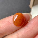 3 cts A-Grade Natural Orangey Red Jadeite Oval Cabochon No.130385