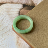 17mm A-Grade Natural Moss On Snow Jadeite Ring Band No.162124