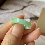 17mm A-Grade Natural Moss On Snow Jadeite Ring Band No.162124