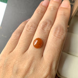 3 cts A-Grade Natural Orangey Red Jadeite Oval Cabochon No.130385