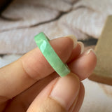 17mm A-Grade Natural Moss On Snow Jadeite Ring Band No.162124